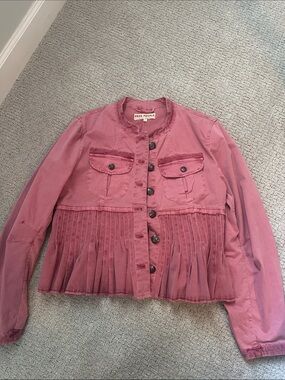 Free People Dusty Rose Pleated Cotton Blazer
